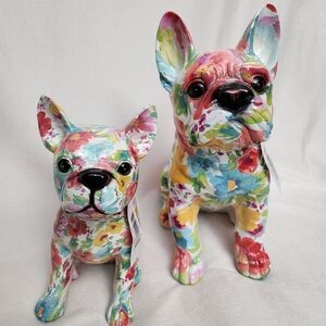 Colorful Ceramic French Bulldog Figurines
